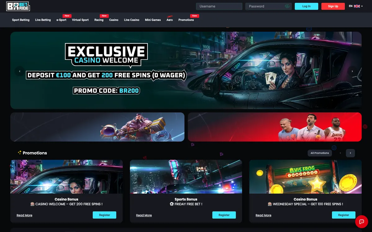 Betride Casino — Home page, captured from Belgium