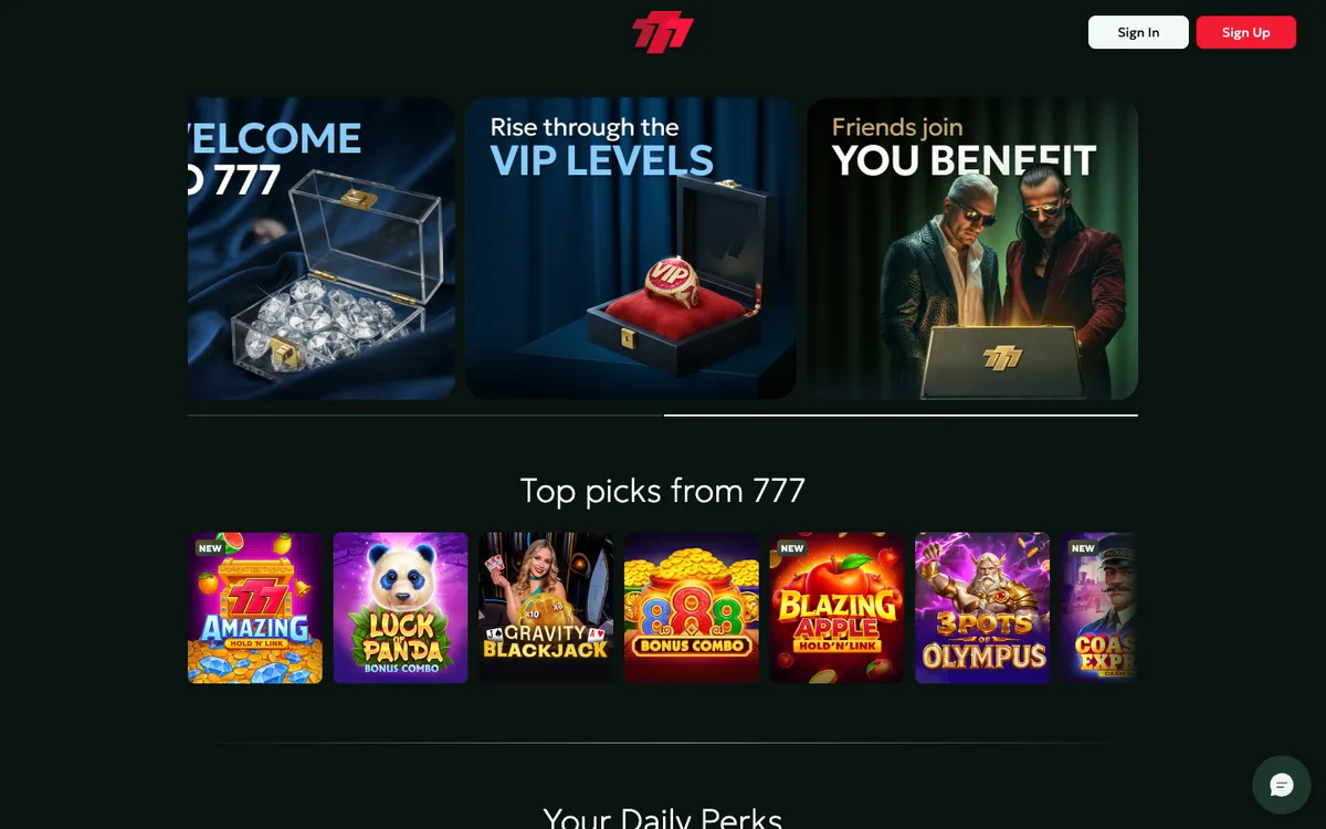 FireSevens Casino — Home page, captured from United States