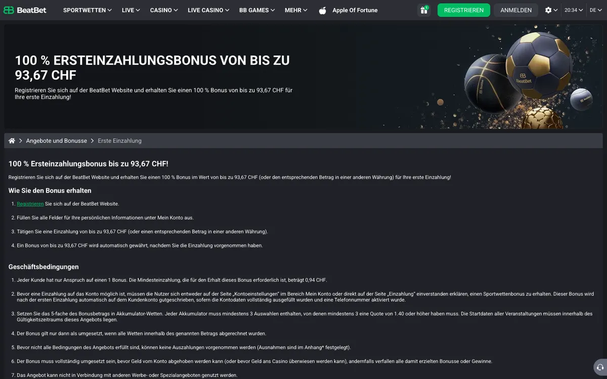 BeatBet Casino — Sign-up, captured from Switzerland