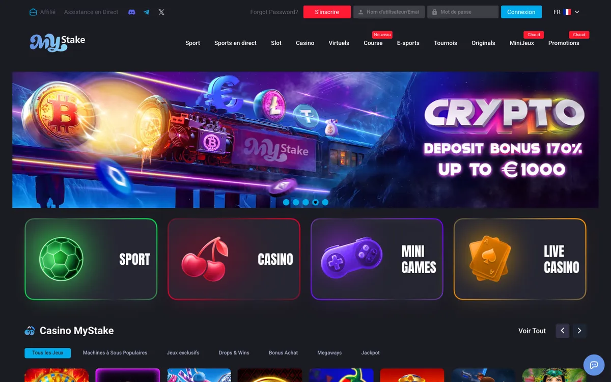 Mystake Casino — «Главная», снято из страны Канада