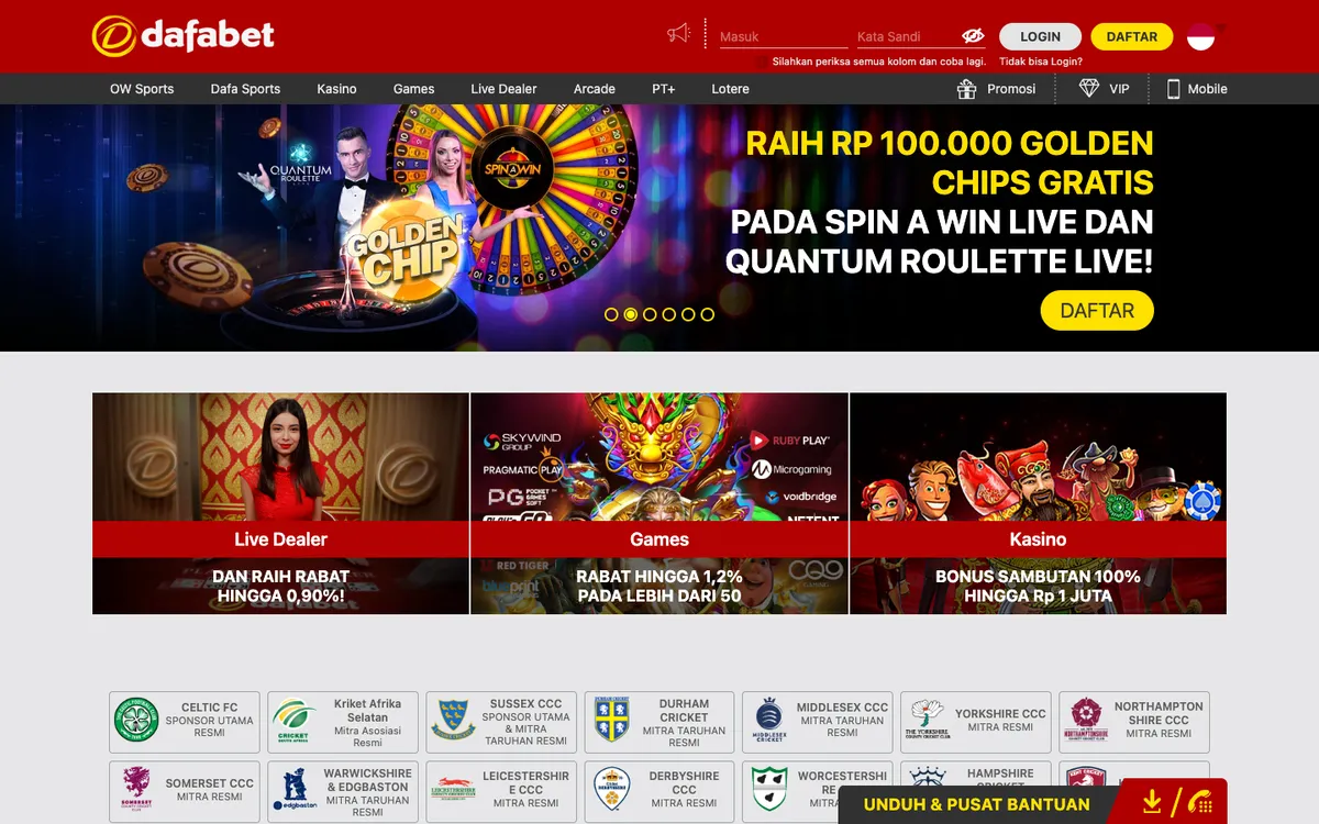 Dafabet Casino — Sign-up, captured from Indonesia