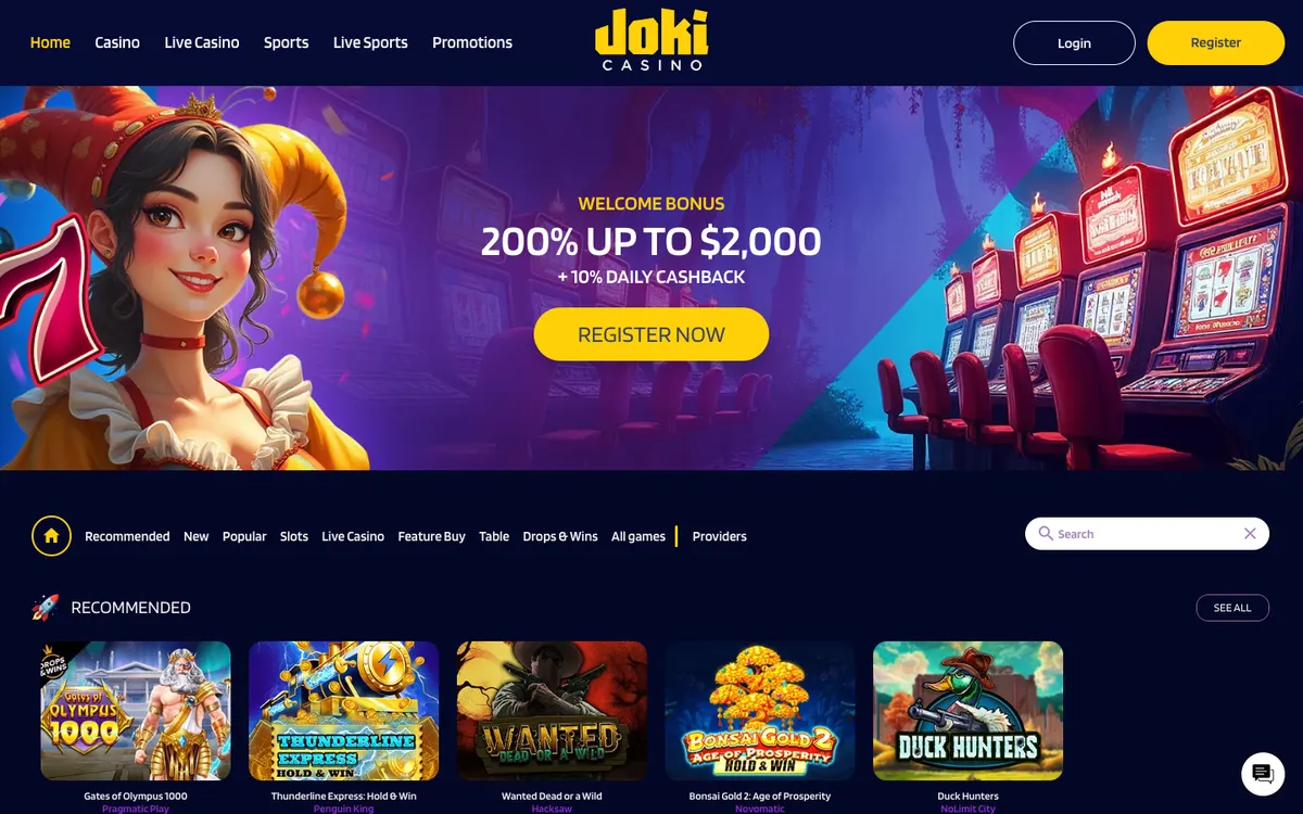 JokiCasino — «Главная», снято из страны Новая Зеландия