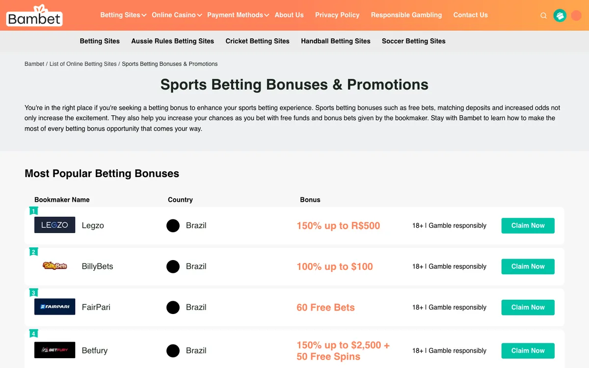 Bambet Casino — «Акции», снято из страны Франция