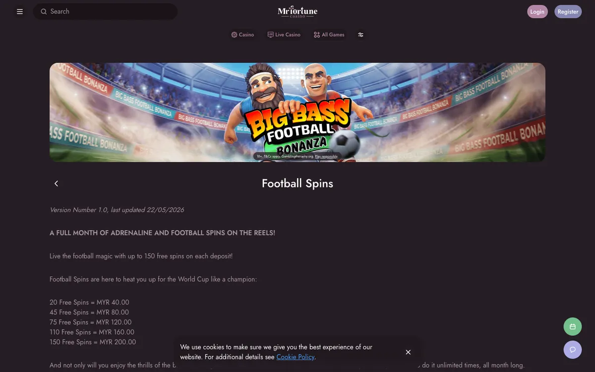 Mr Fortune Casino — Promotions, captured from Malaysia