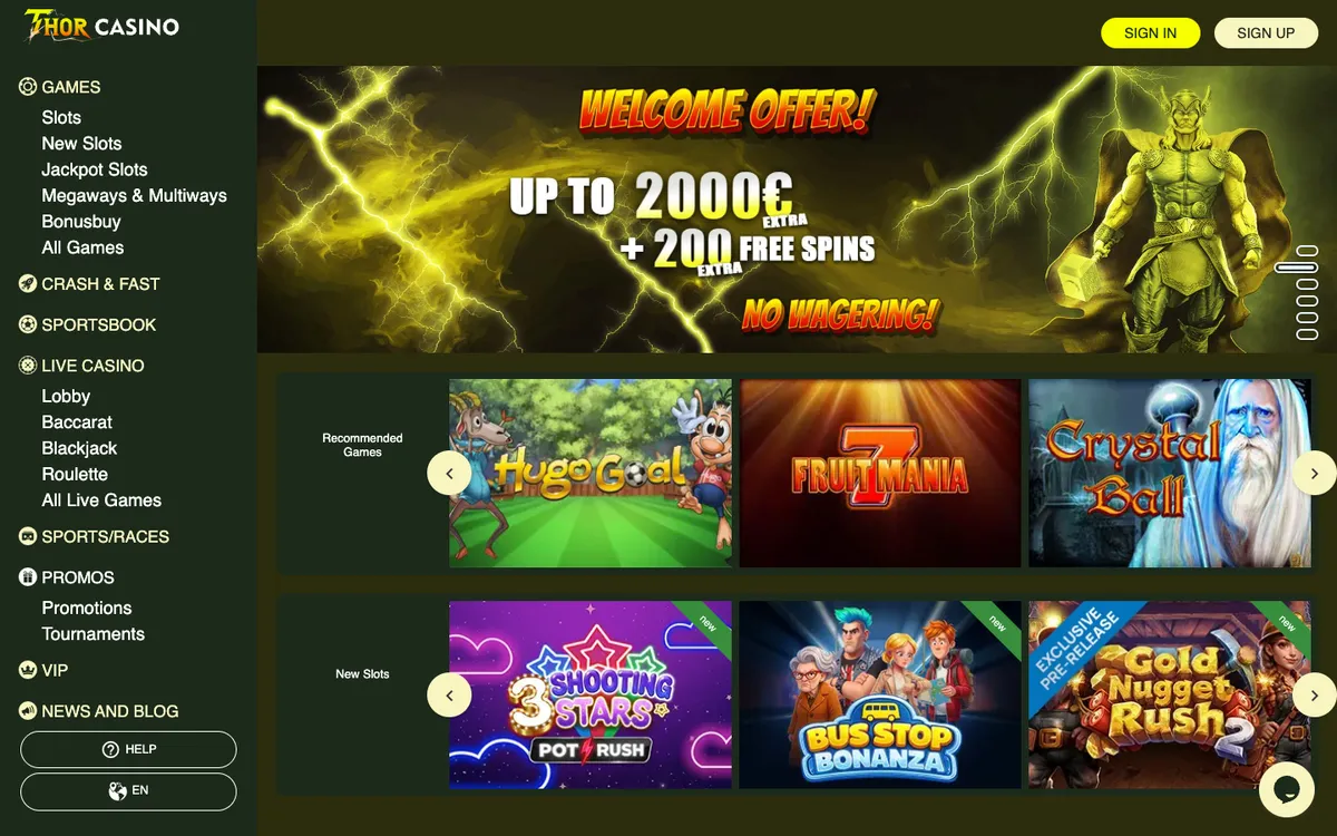 Thorcasino — Home page, captured from Canada