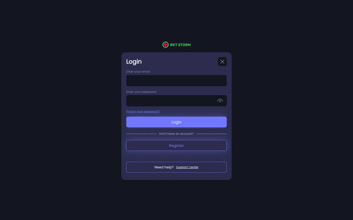 BetStorm Casino — Sign-up, captured from United Kingdom