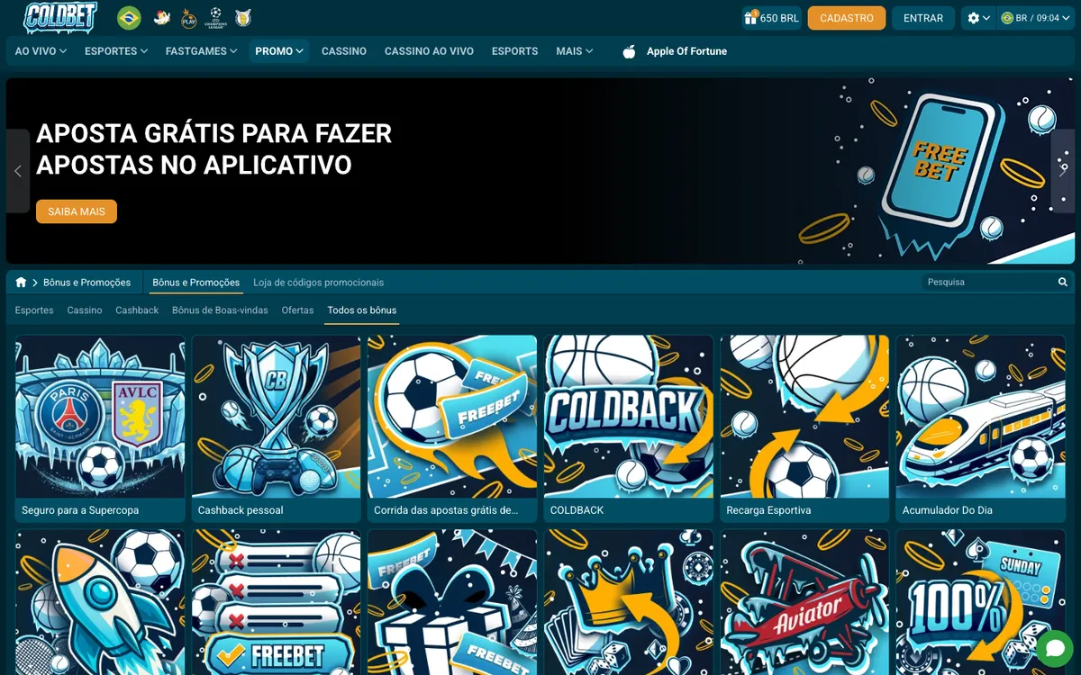 Coldbet Casino — Promotions, captured from Brazil