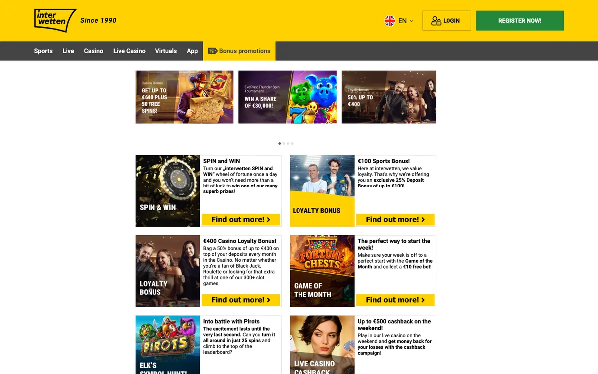 Interwetten Casino — Promotions, captured from Croatia