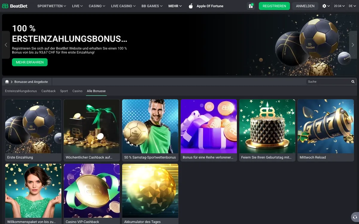 BeatBet Casino — Promotions, captured from Switzerland