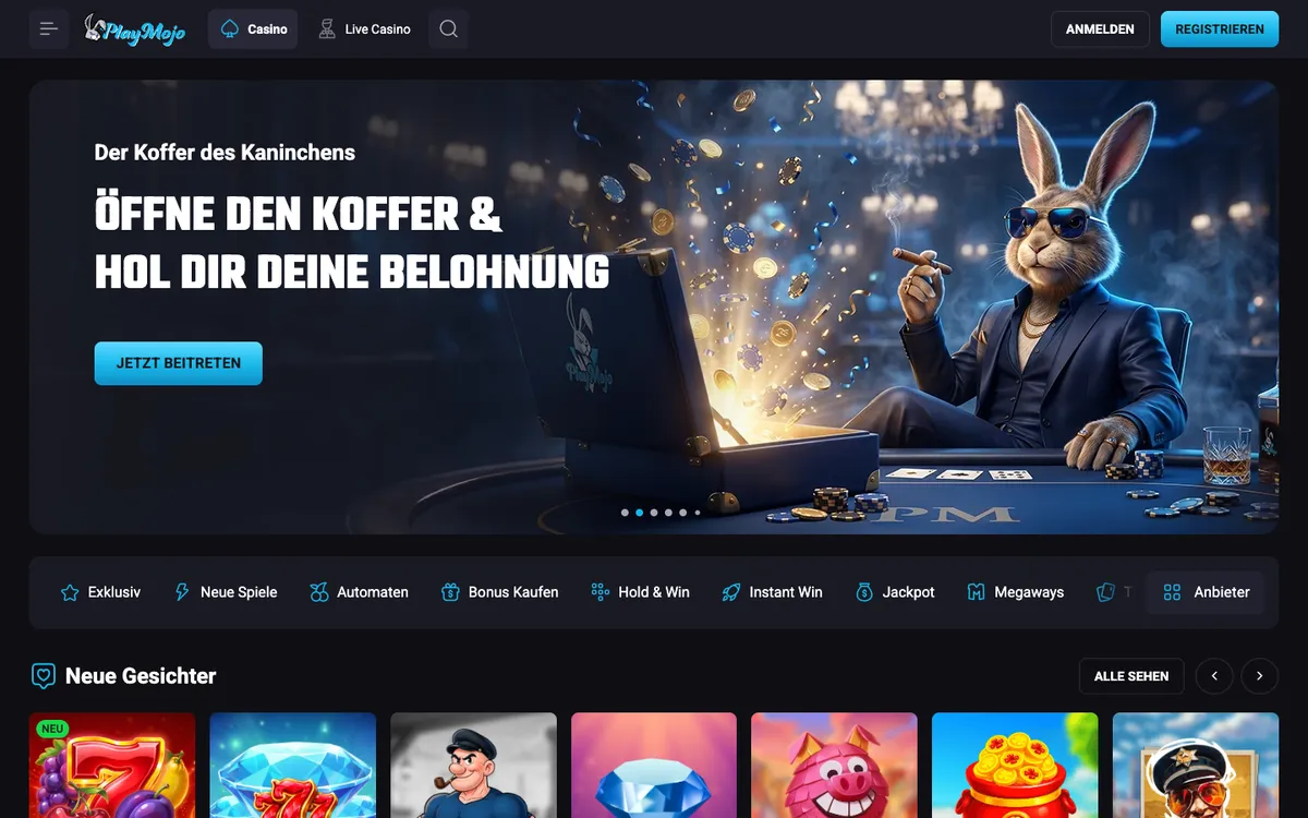PlayMojo Casino — «Главная», снято из страны Австрия