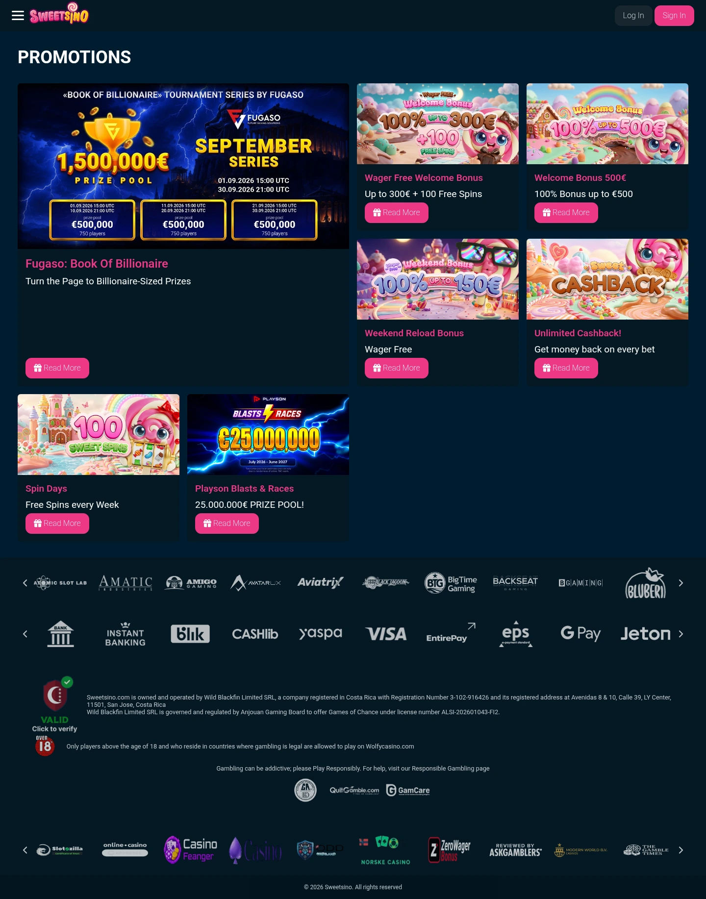 Sweetsino Casino — «Акции», снято из страны Германия