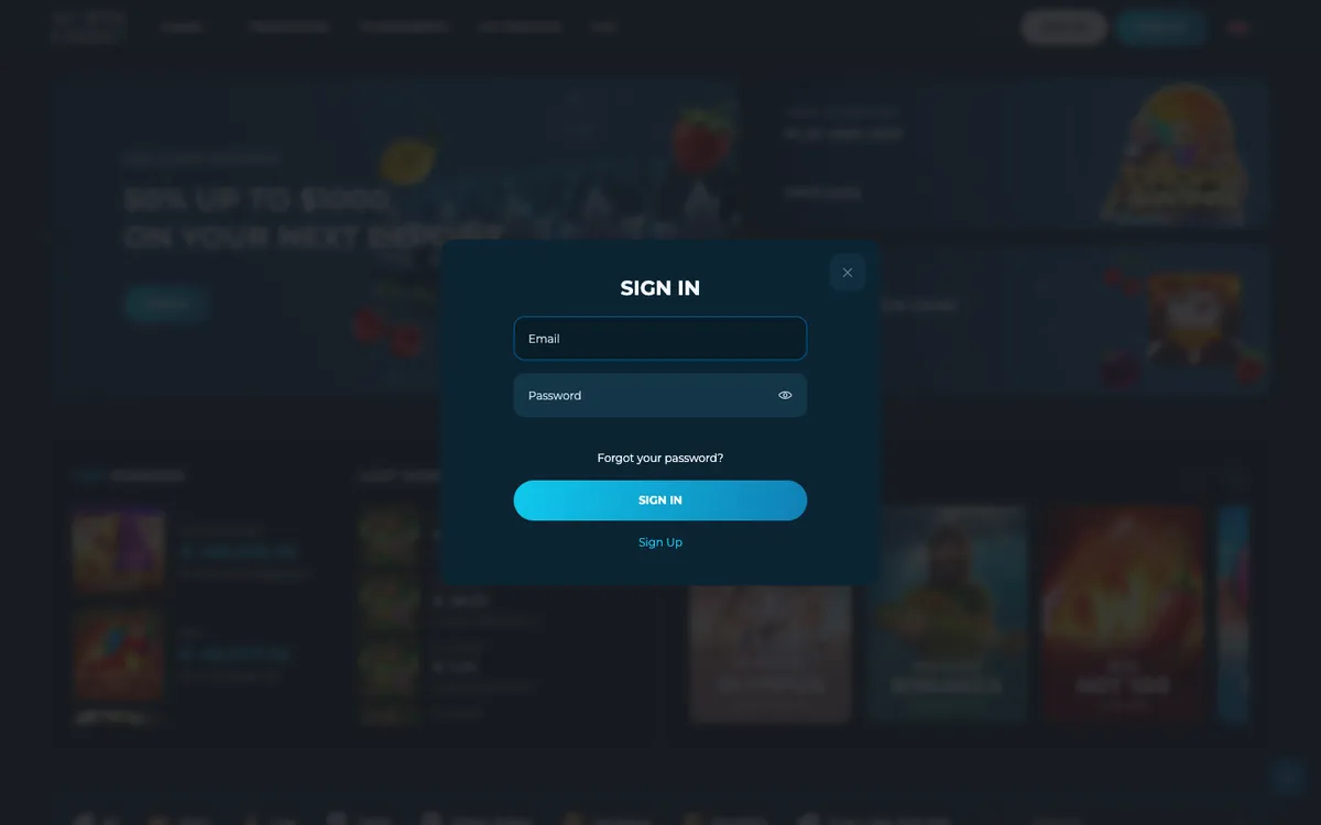 North Casino — Sign-up, captured from Germany