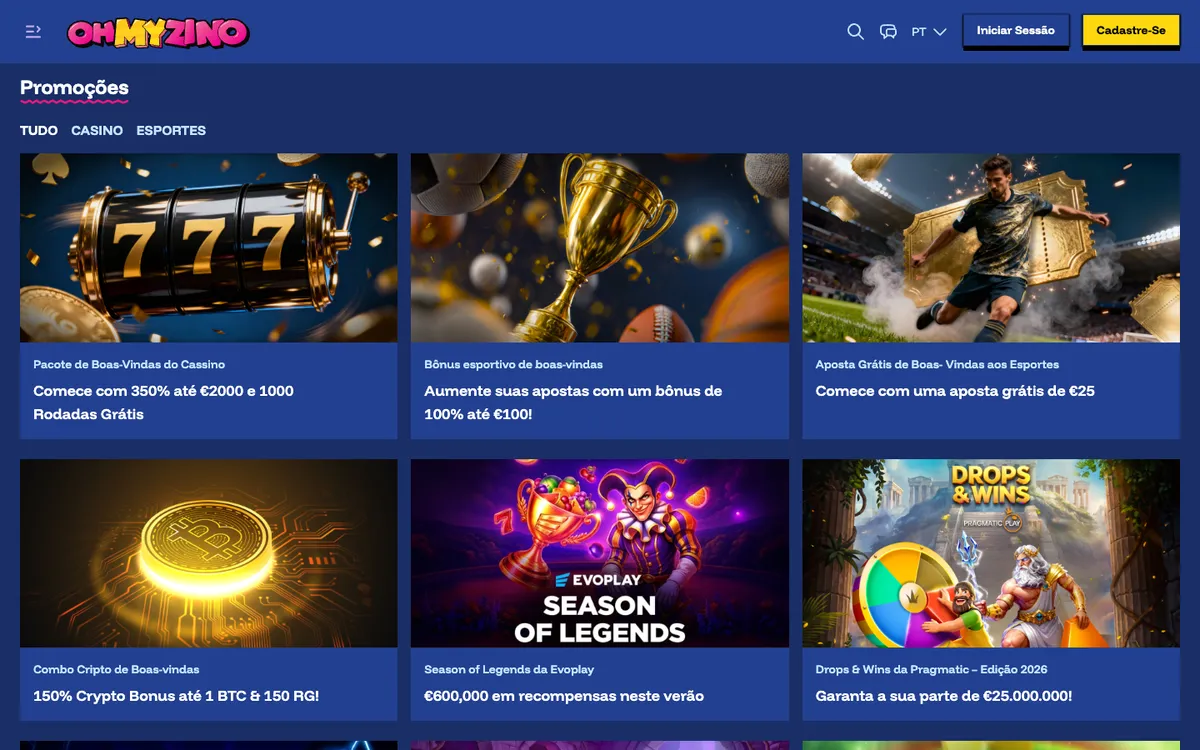 OhMyZino Casino — Promotions, captured from Brazil