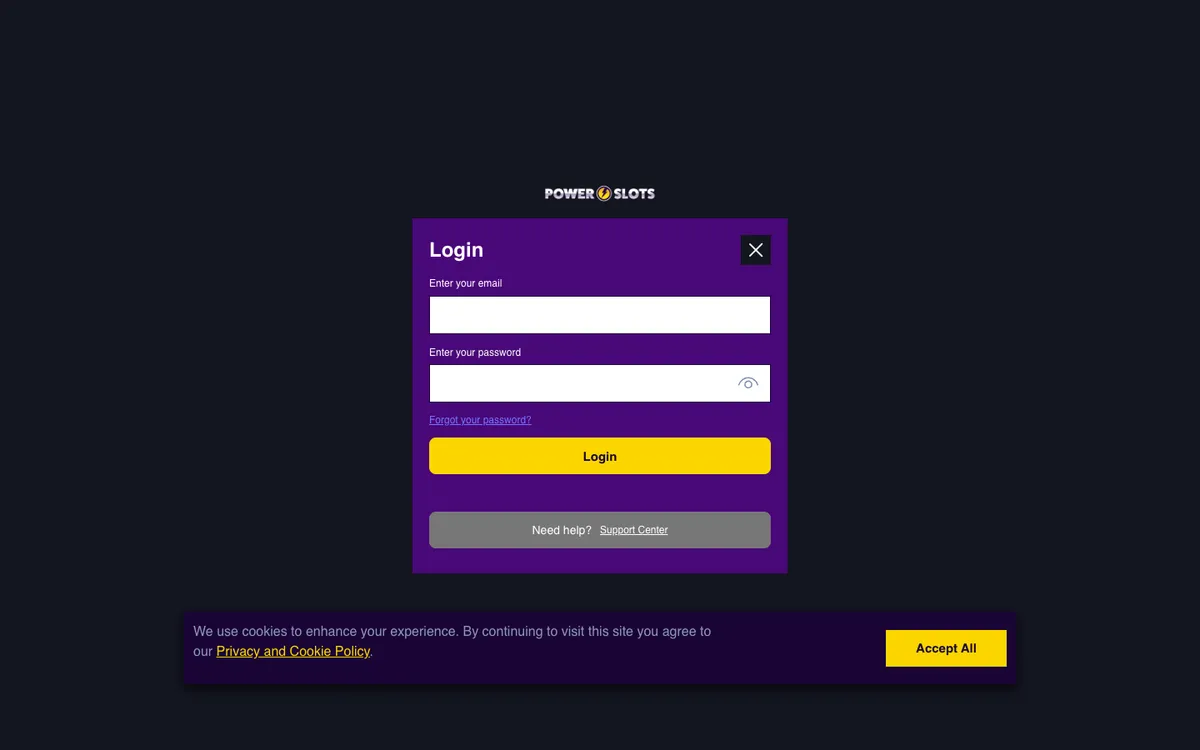 Power Slots Casino — Sign-up, captured from Australia