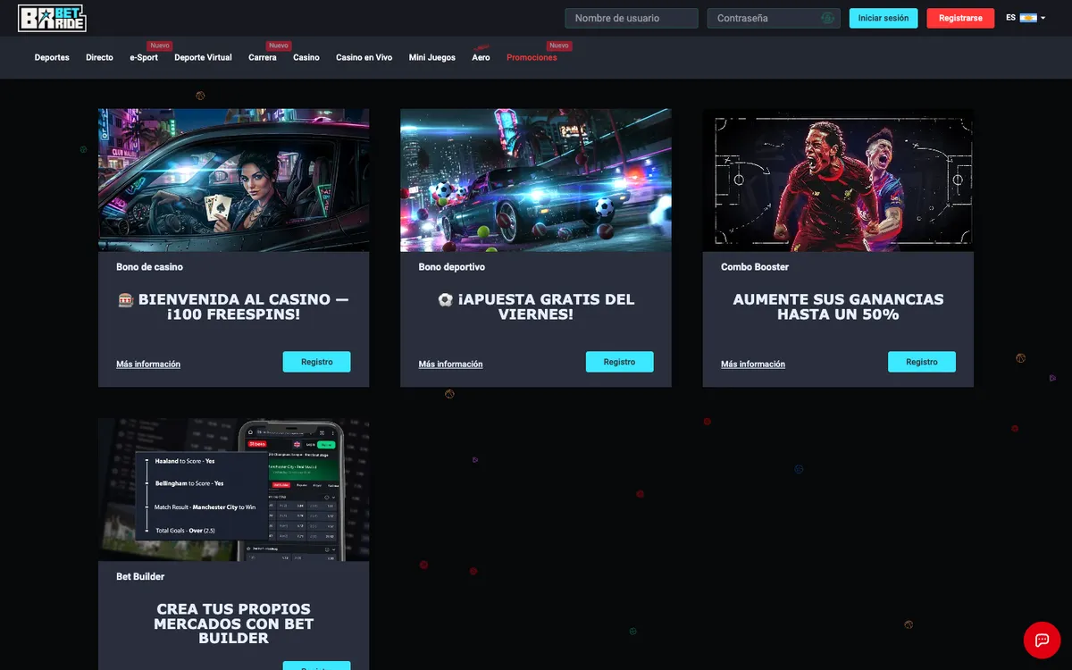 Betride Casino — Promotions, captured from Spain