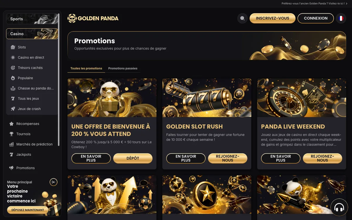 Golden Panda Casino — Promotions, captured from France