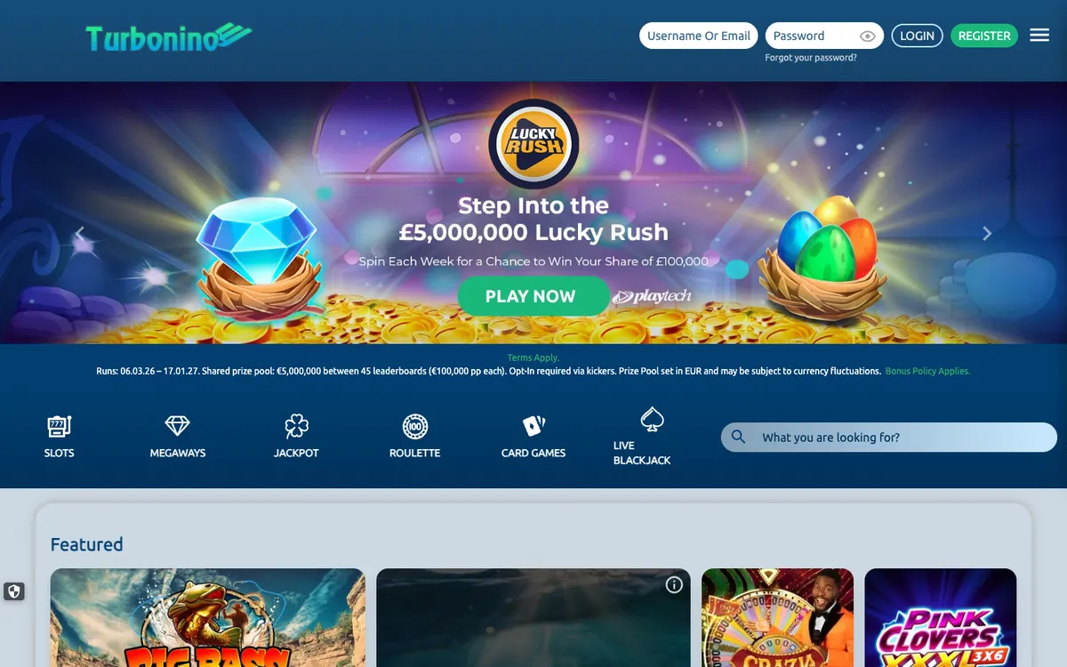 Turbonino Casino — «Главная», снято из страны Великобритания