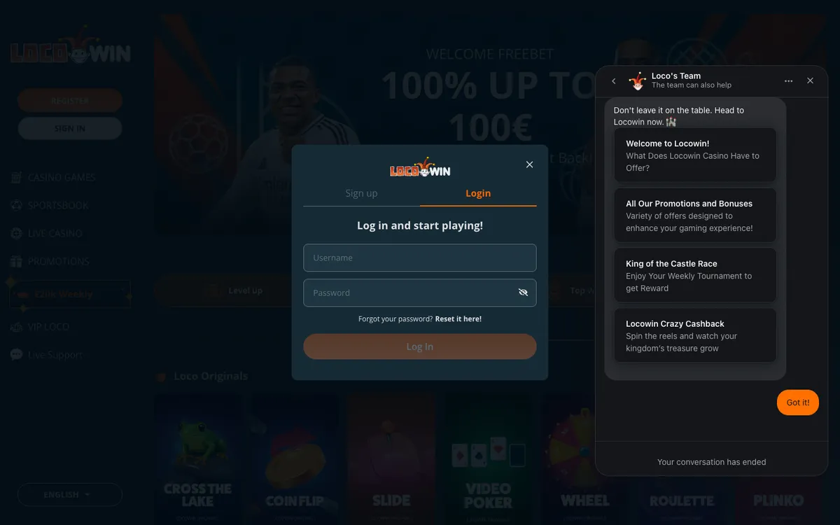 Locowin Casino — «Регистрация», снято из страны Австралия