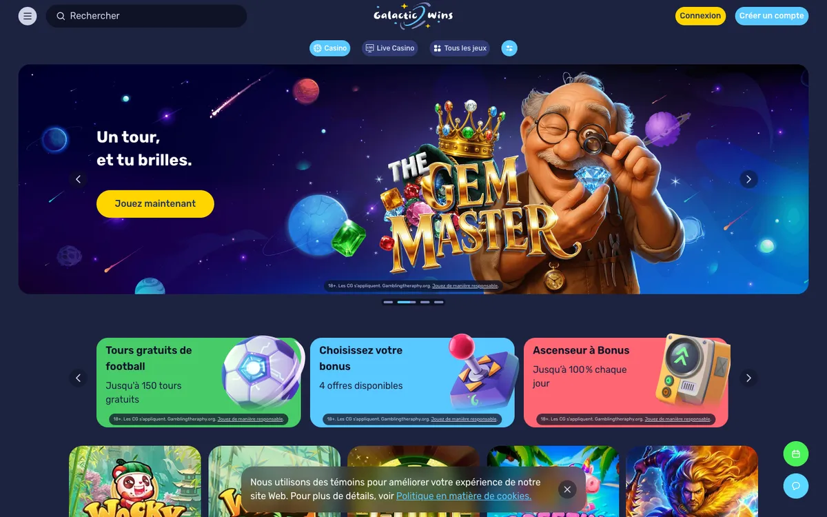 Galactic Wins Casino — «Главная», снято из страны Франция