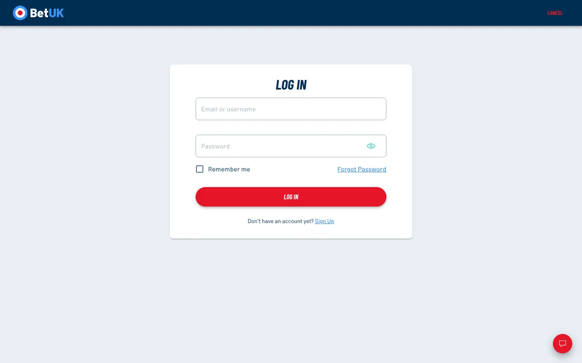 Bet UK Casino — Sign-up, captured from United Kingdom
