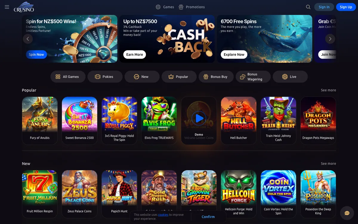 Crusino Casino — «Главная», снято из страны Новая Зеландия