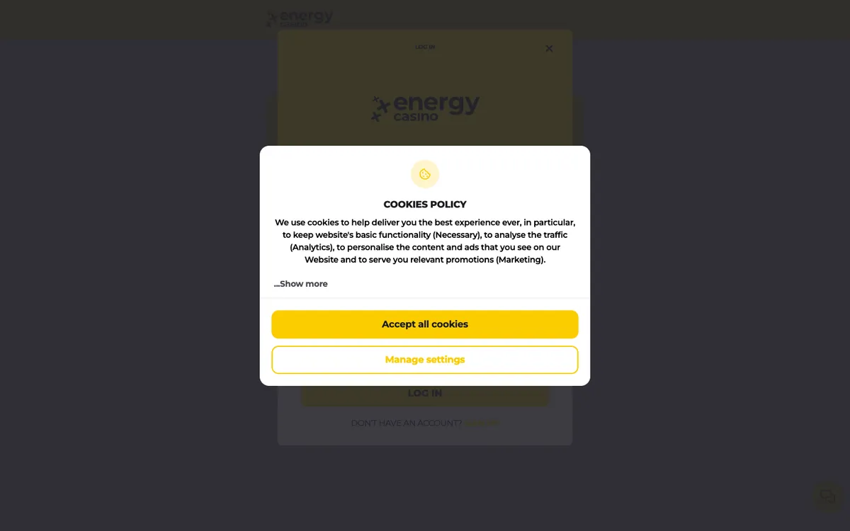 EnergyCasino — Payments, captured from New Zealand