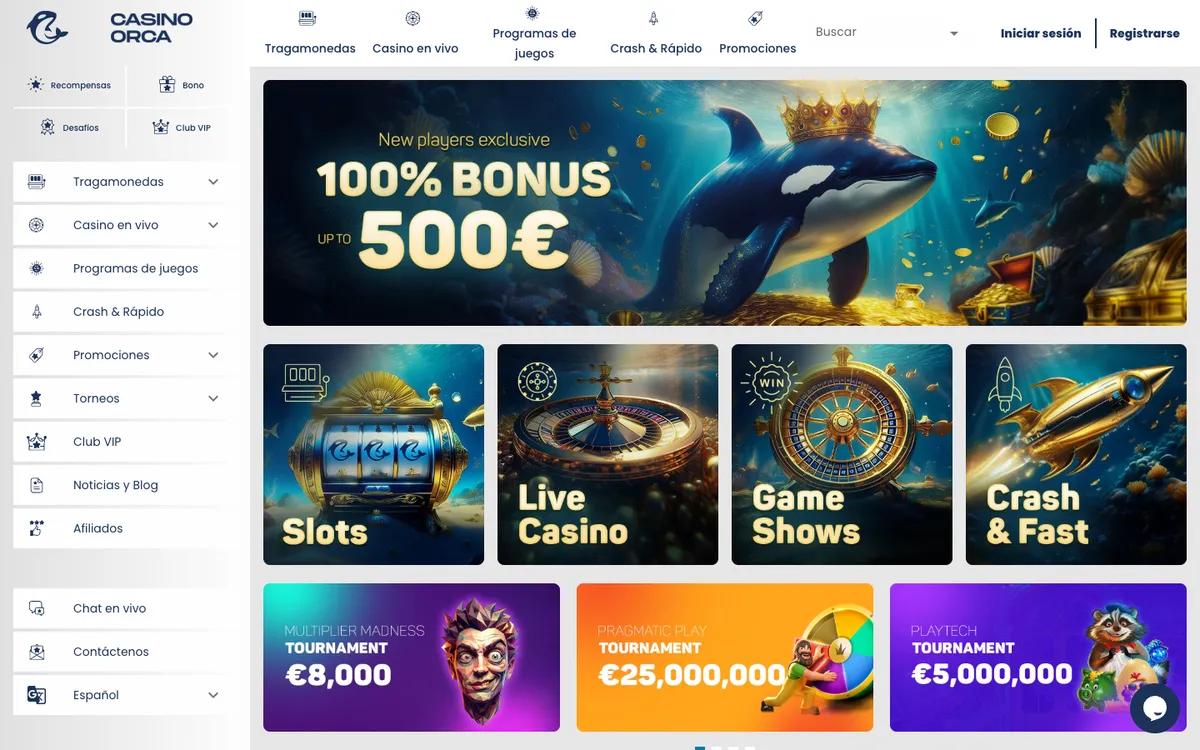 Casino Orca — Home page, captured from Spain