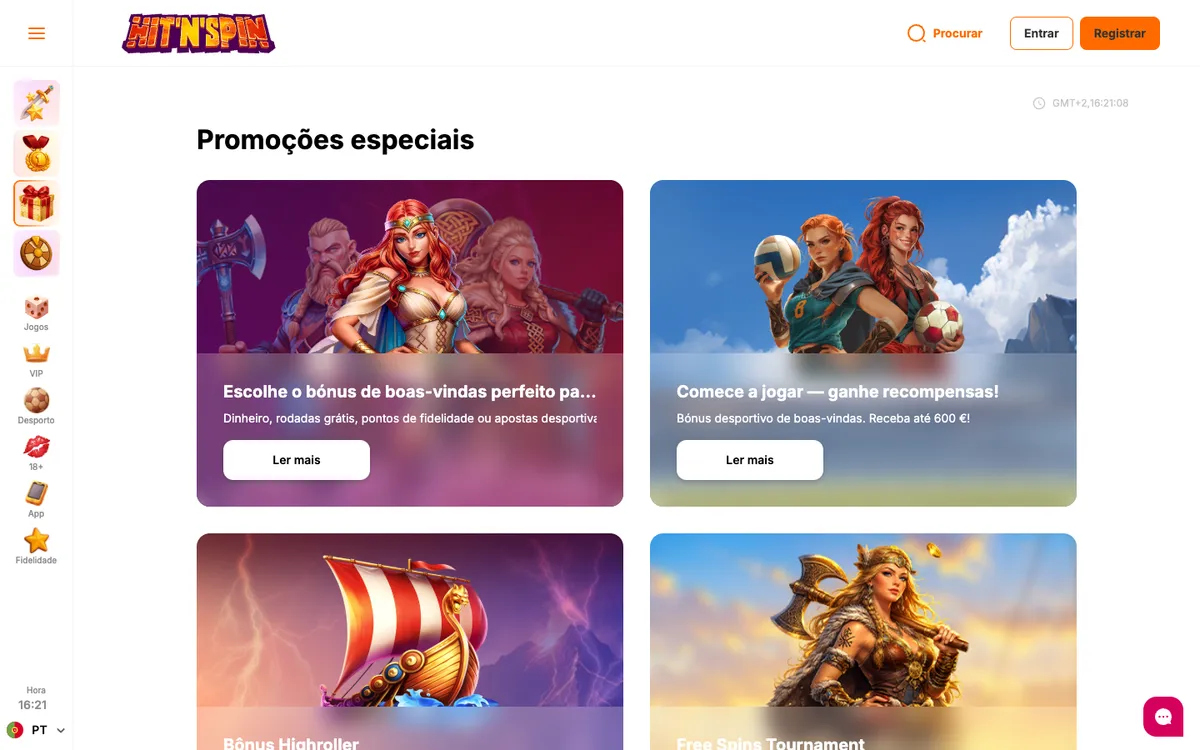 HitNSpin Casino — Promotions, captured from Portugal