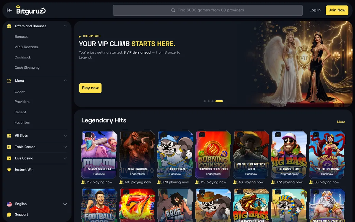 Bitguruz Casino — Home page, captured from Latvia