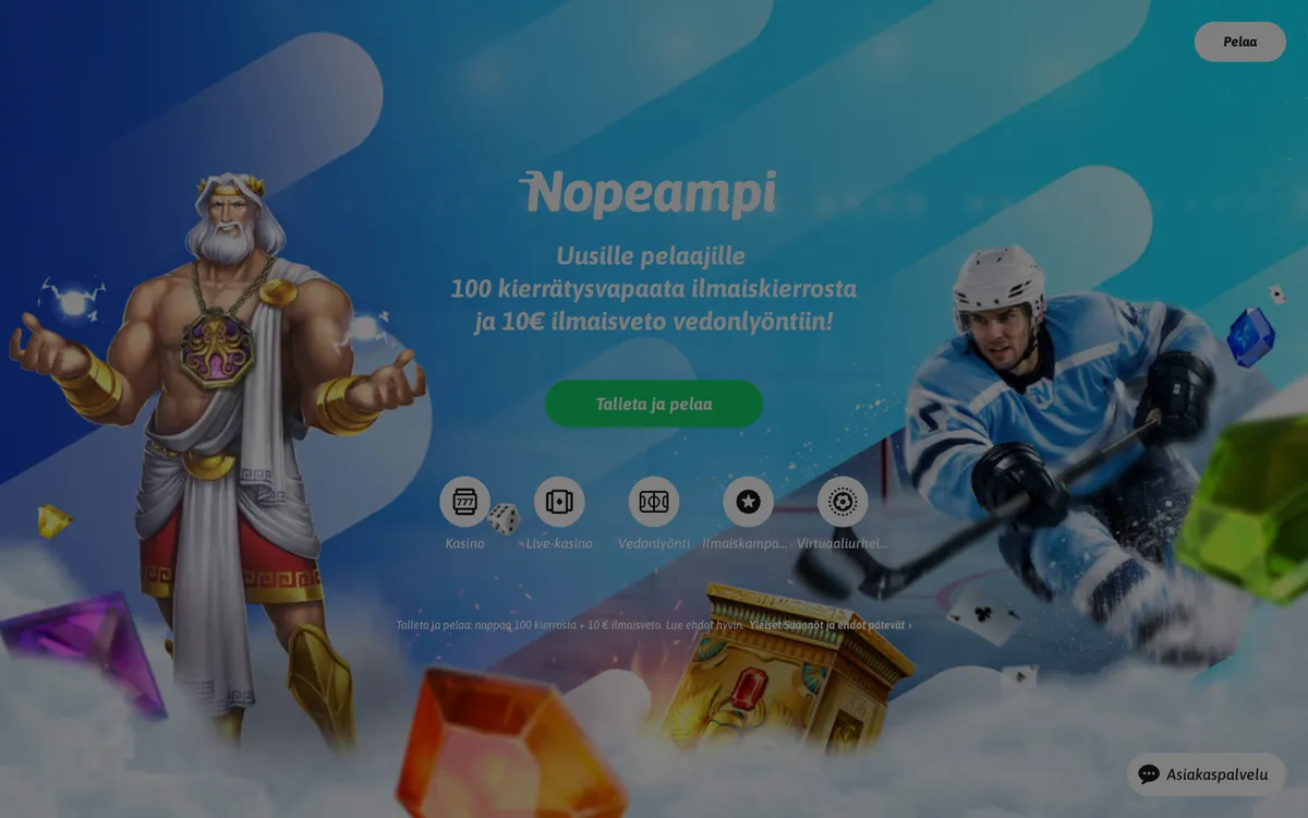 Nopeampi Casino — «Главная», снято из страны Финляндия