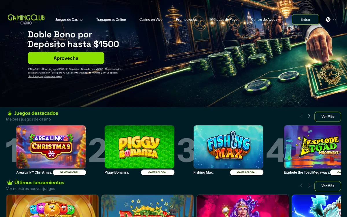 Gaming Club Casino — Home page, captured from Chile