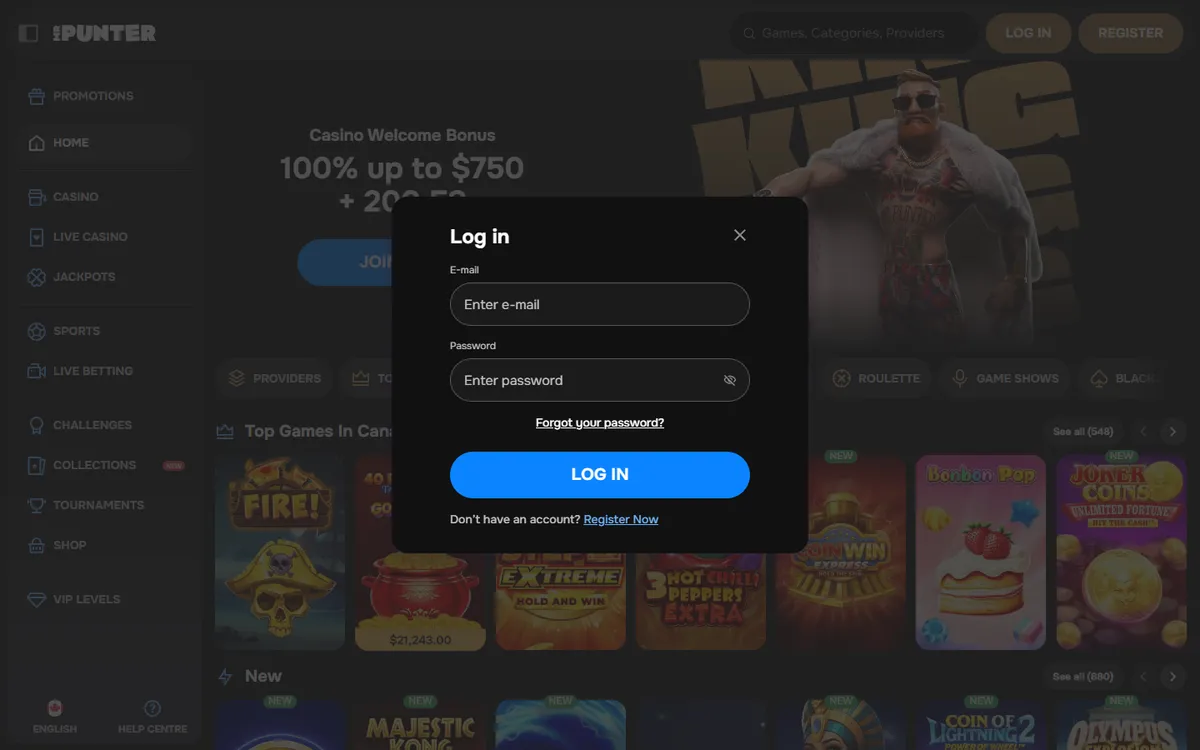 MrPunter Casino — Sign-up, captured from Canada
