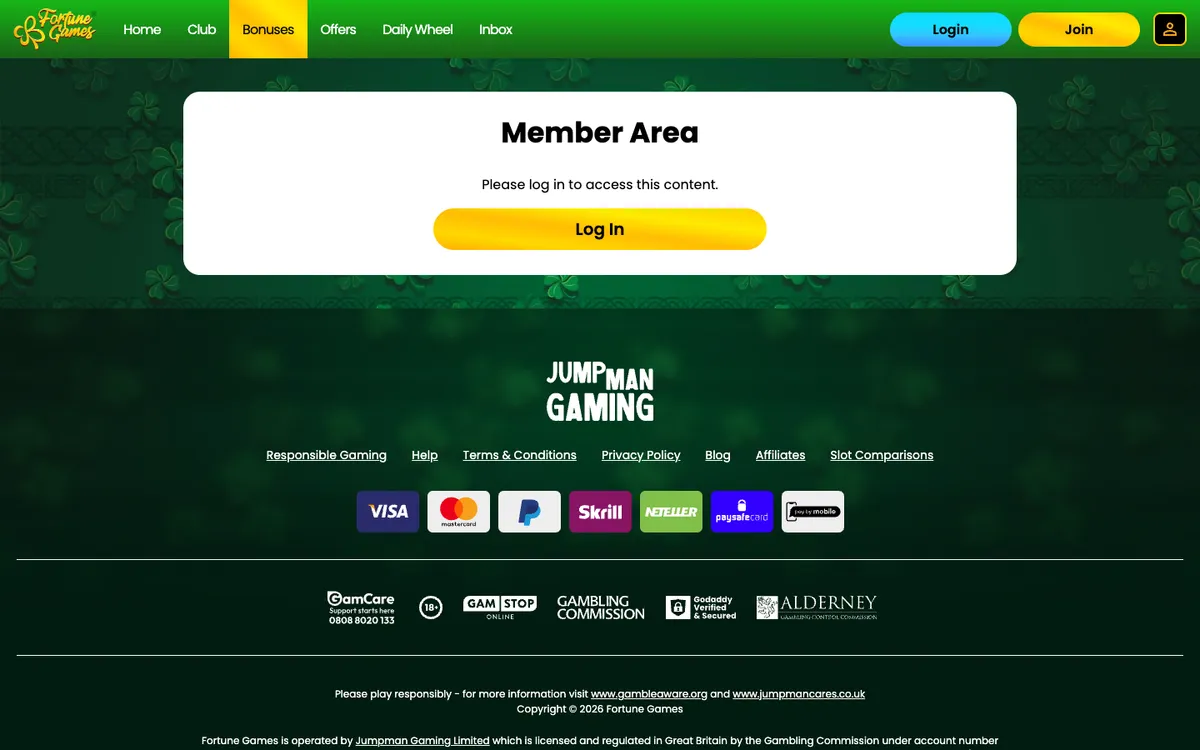 Fortune Games Casino — Promotions, captured from United Kingdom