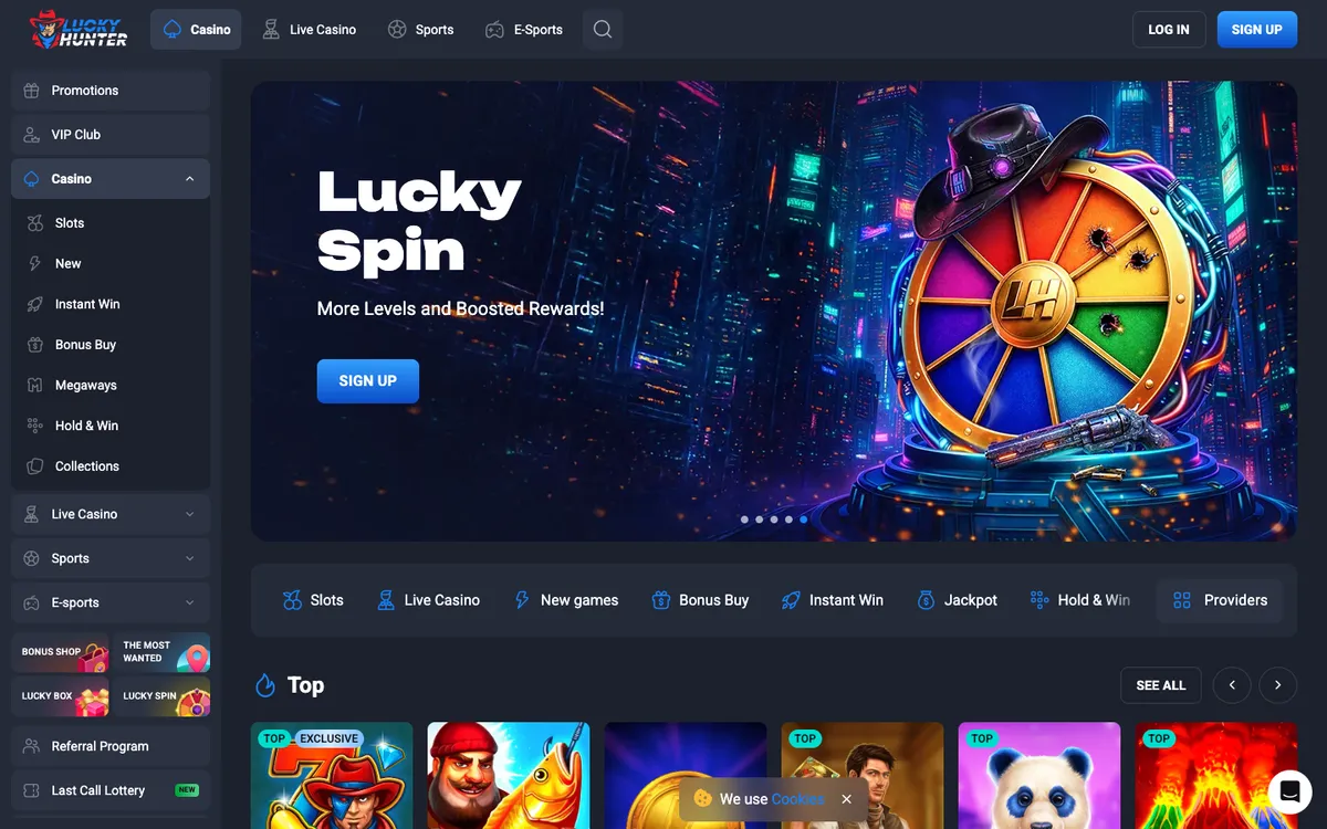 Lucky Hunter Casino — «Регистрация», снято из страны Япония