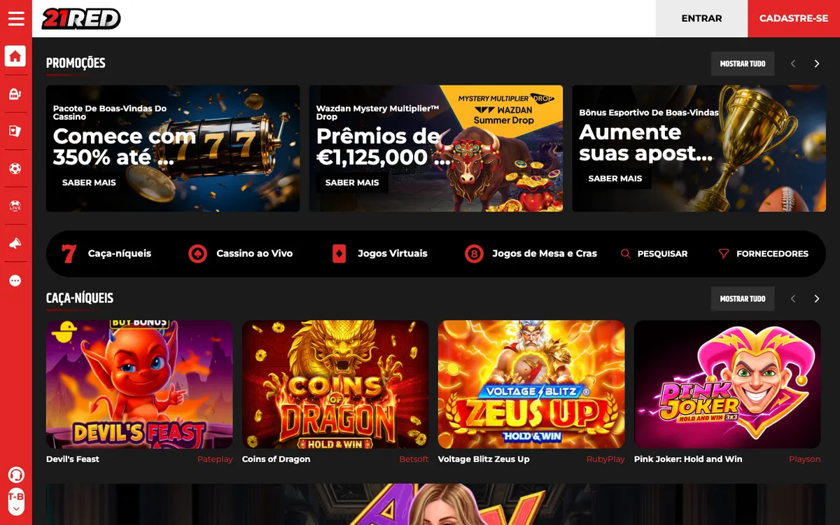21.red Casino — «Главная», снято из страны Бразилия