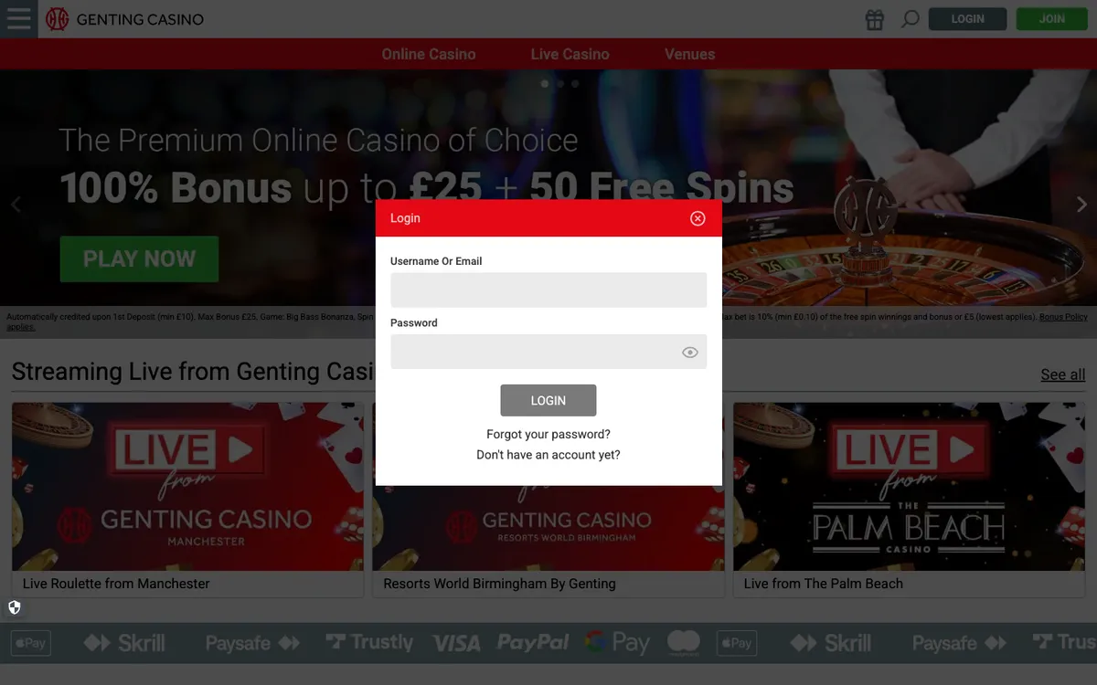 Genting Casino — Sign-up, captured from France