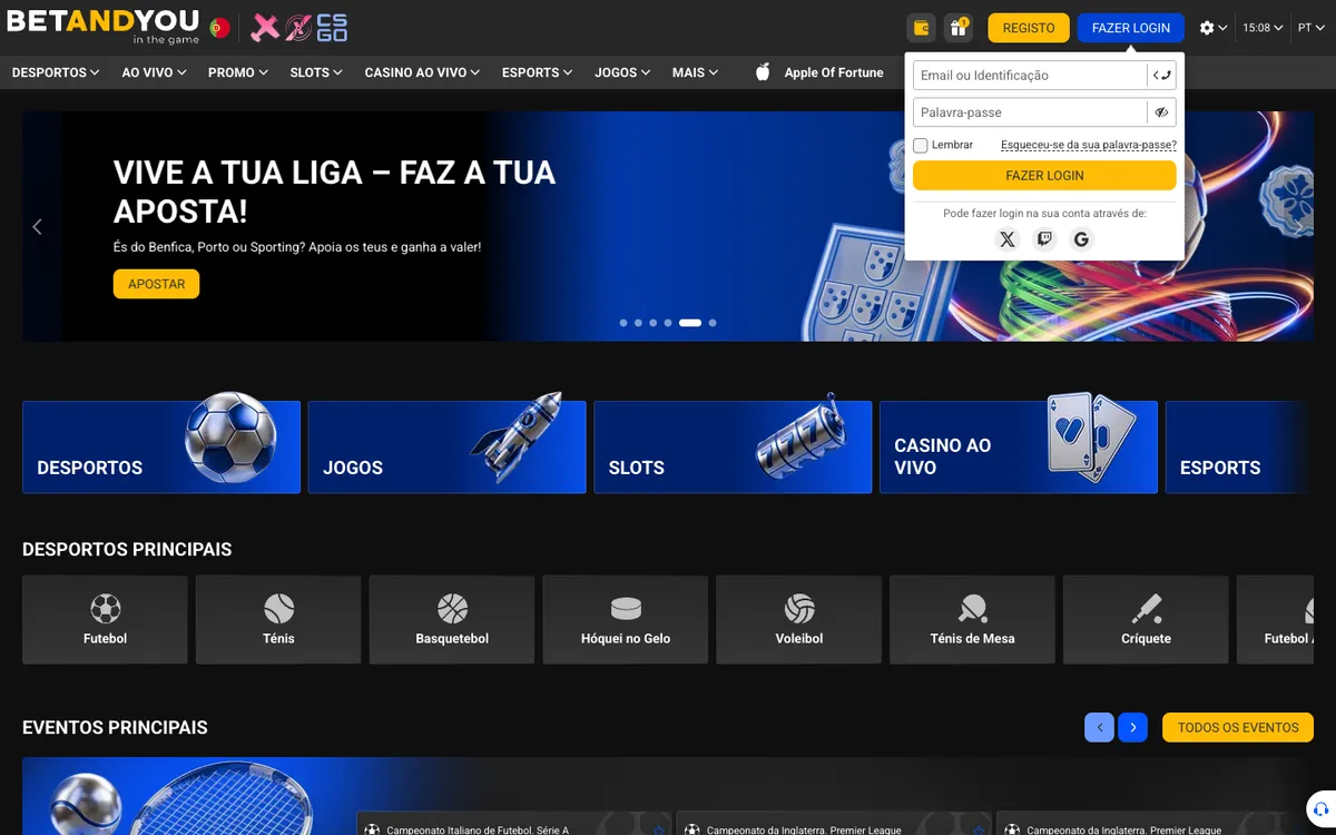 Betandyou Casino — Sign-up, captured from Portugal