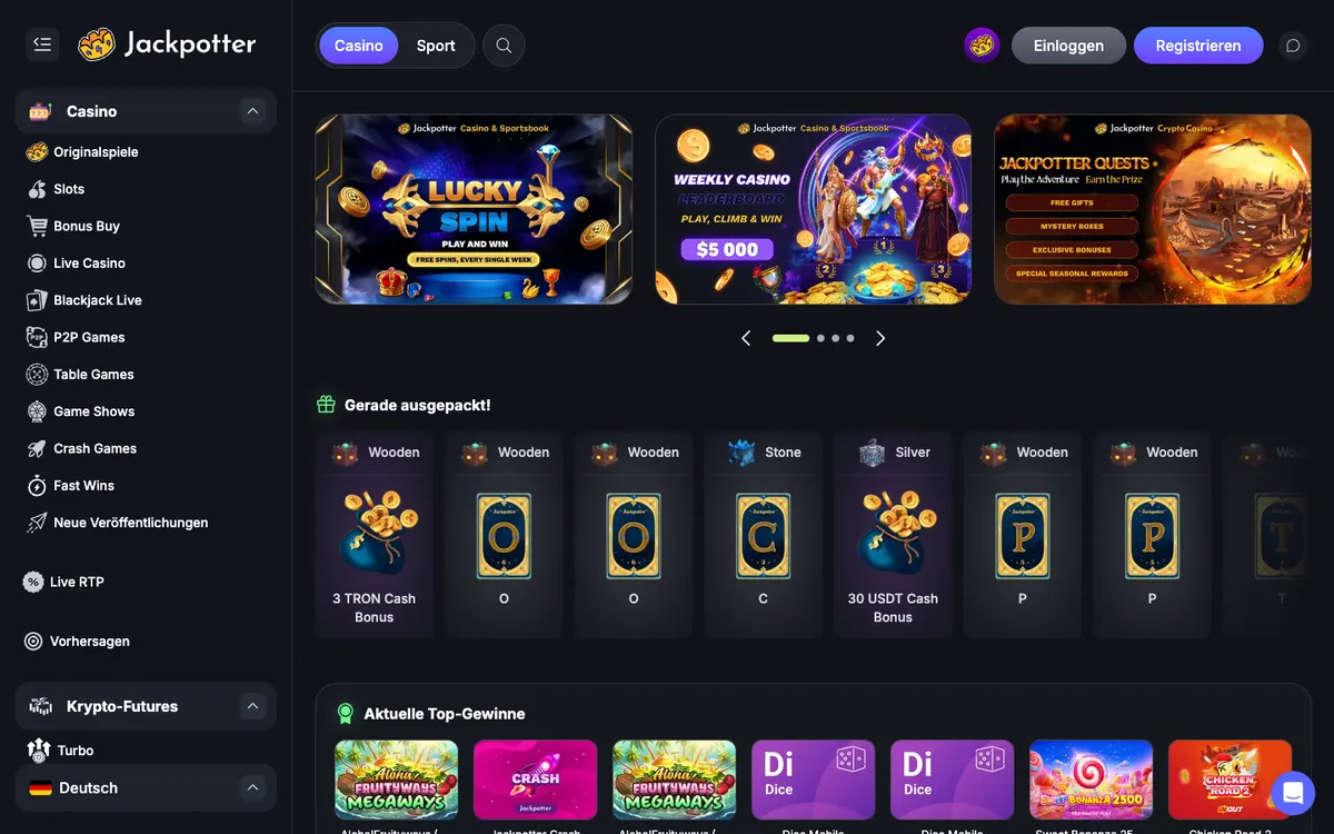 Jackpotter Casino — «Главная», снято из страны Австрия