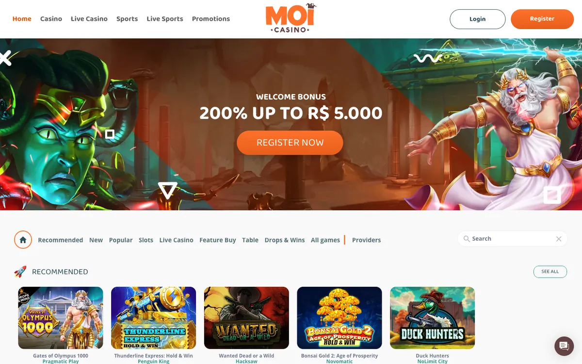 MoiCasino — Home page, captured from Belgium