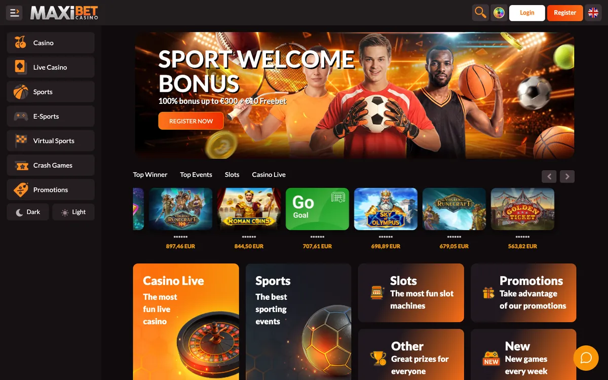 Maxibet Casino — «Главная», снято из страны Бельгия