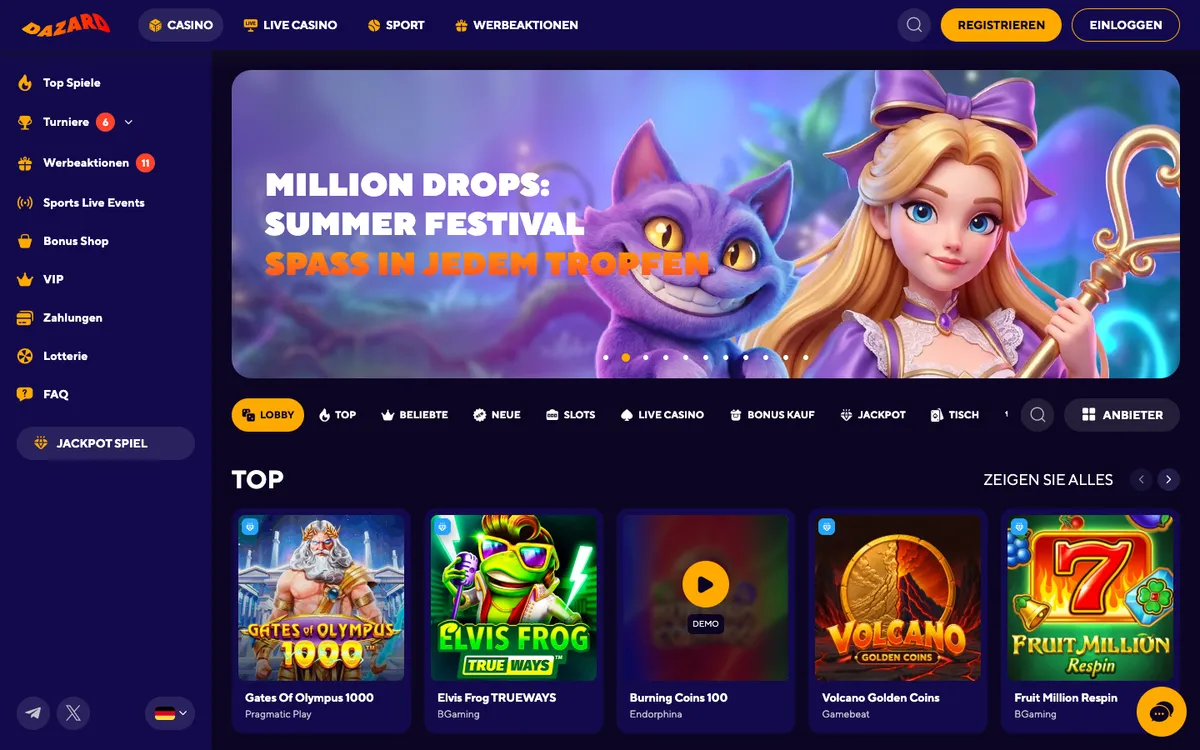 Dazard Casino — «Главная», снято из страны Германия