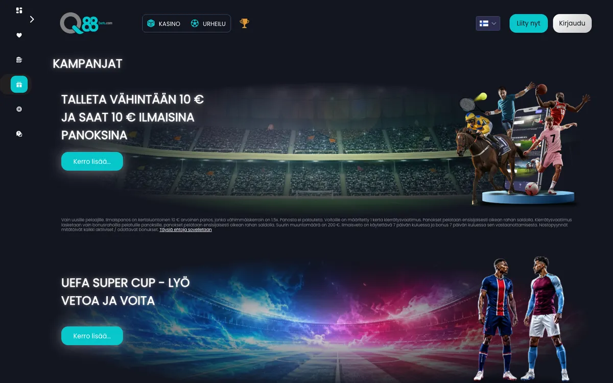 Q88Bets Casino — «Акции», снято из страны Финляндия