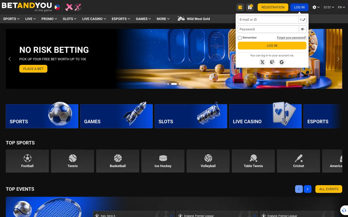 Betandyou Casino — «Регистрация», снято из страны Сингапур