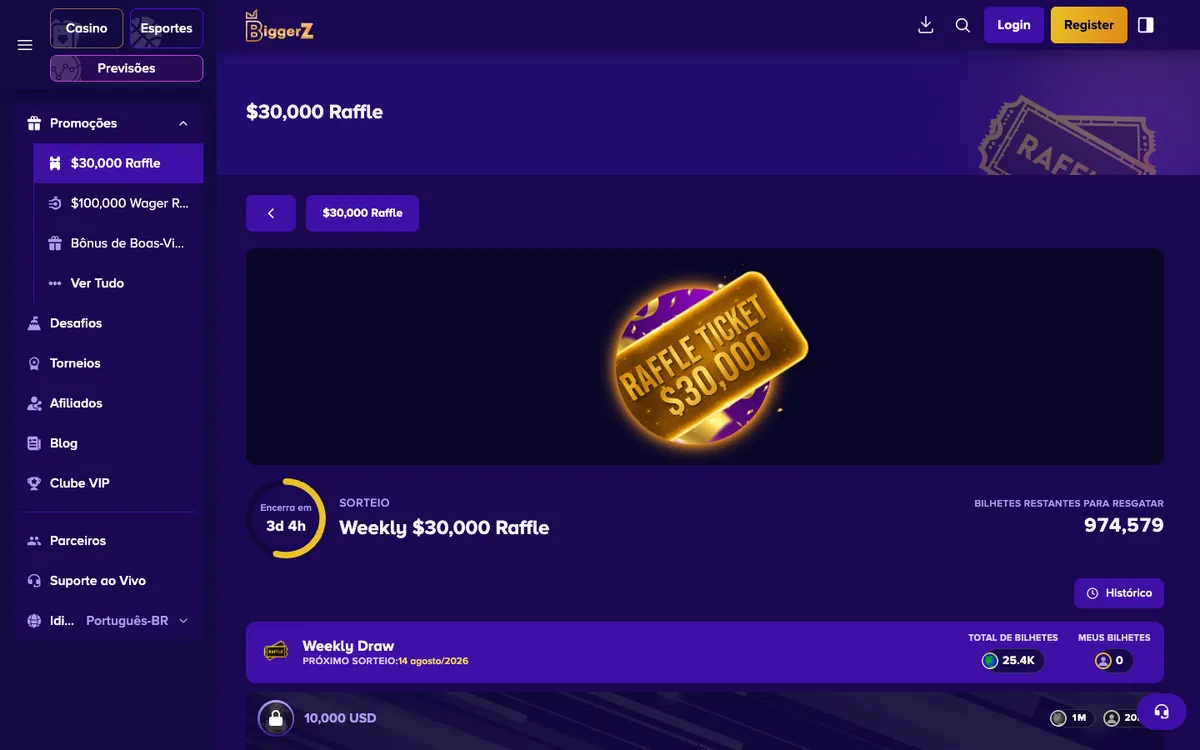 BiggerZ Casino — Promotions, captured from Portugal