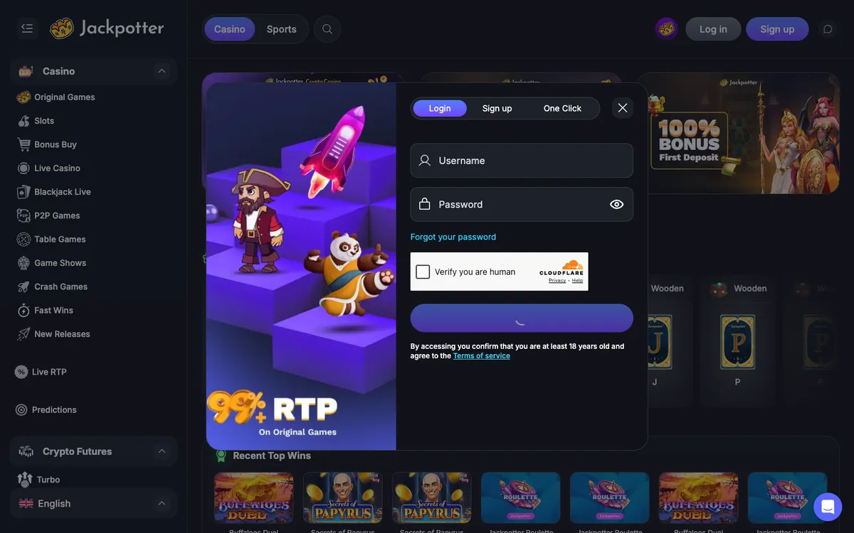 Jackpotter Casino — Sign-up, captured from New Zealand