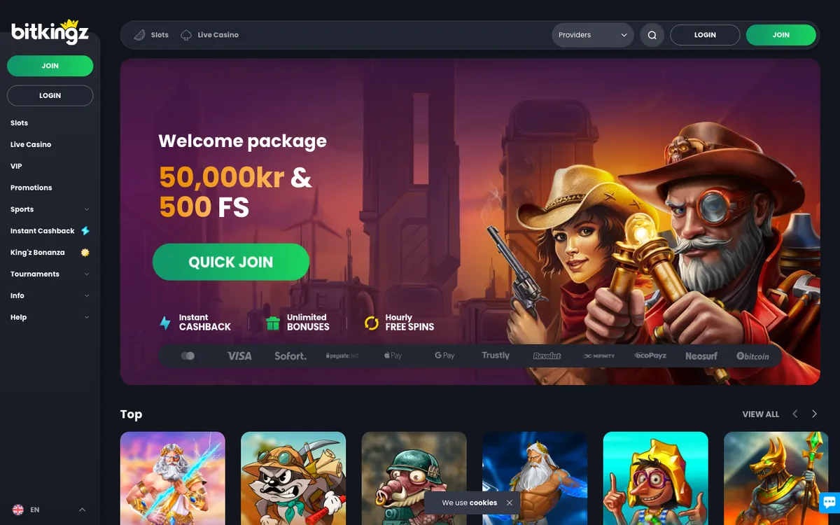 Bitkingz Casino — «Главная», снято из страны Норвегия