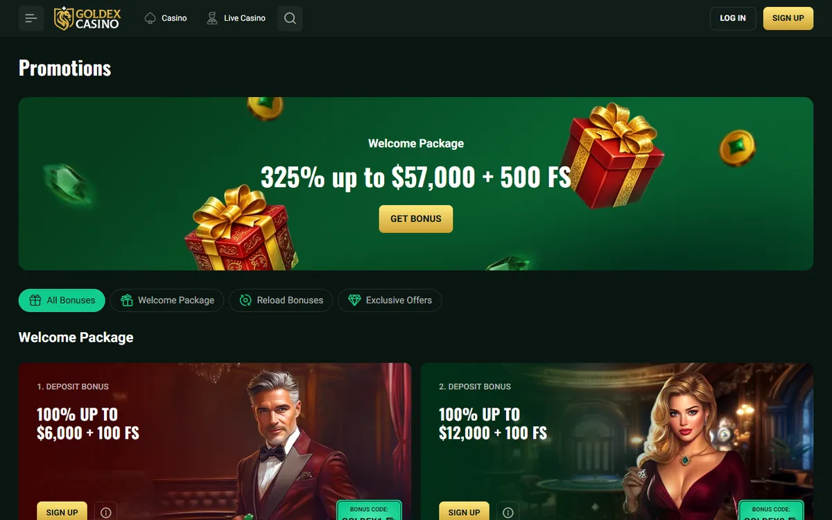 Goldex Casino — Promotions, captured from Canada