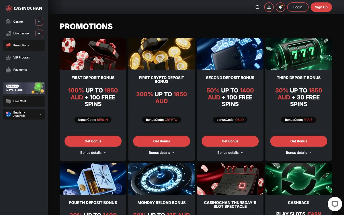 CasinoChan — «Акции», снято из страны Австралия
