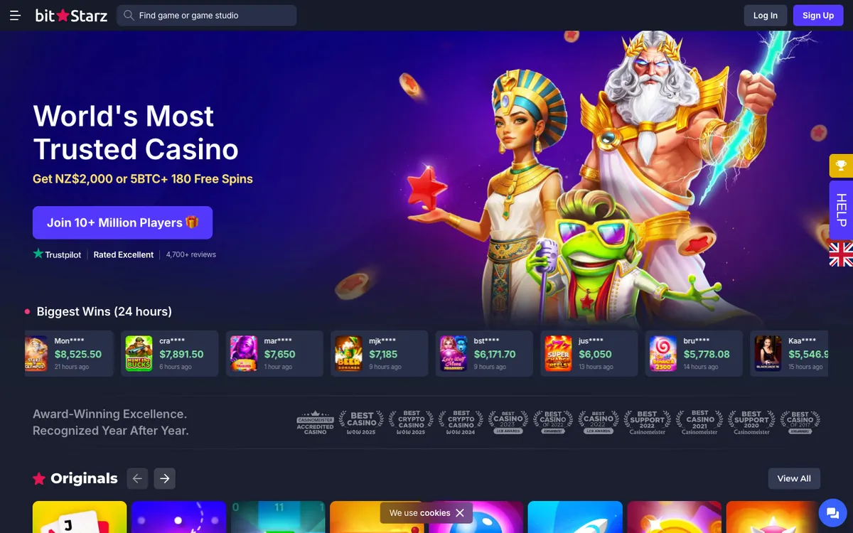 BitStarz Casino — Home page, captured from New Zealand