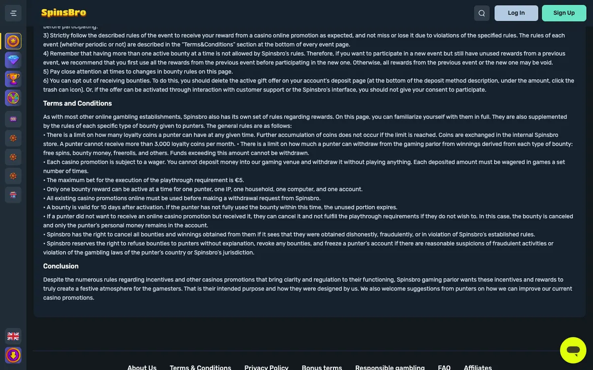 SpinsBro Casino — «Акции», снято из страны Япония